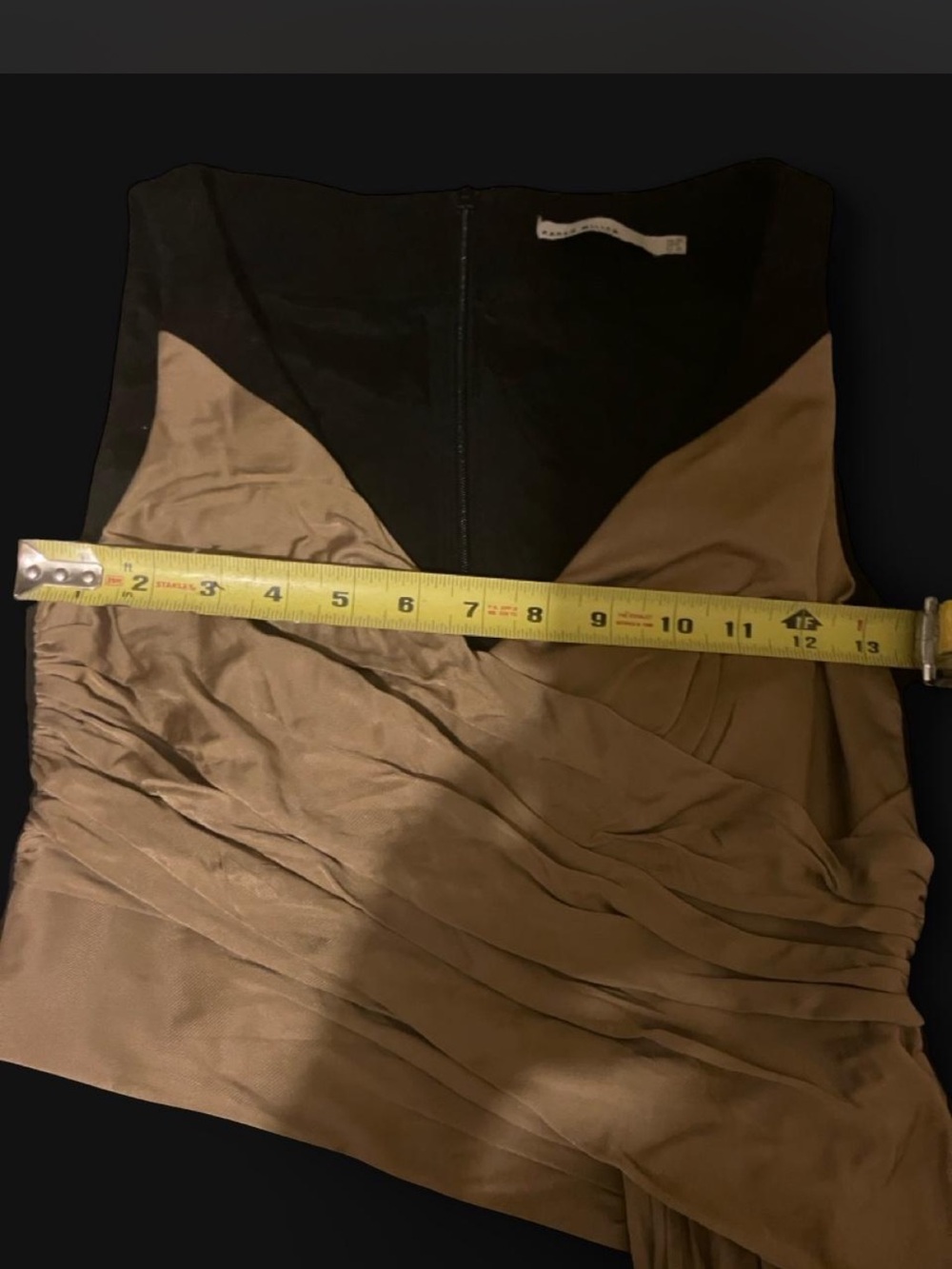 Beige Black Jersey Draped Cocktail Wiggle Pencil Dress UK 10 / EU 38 / US 6. - Picture 5 of 8